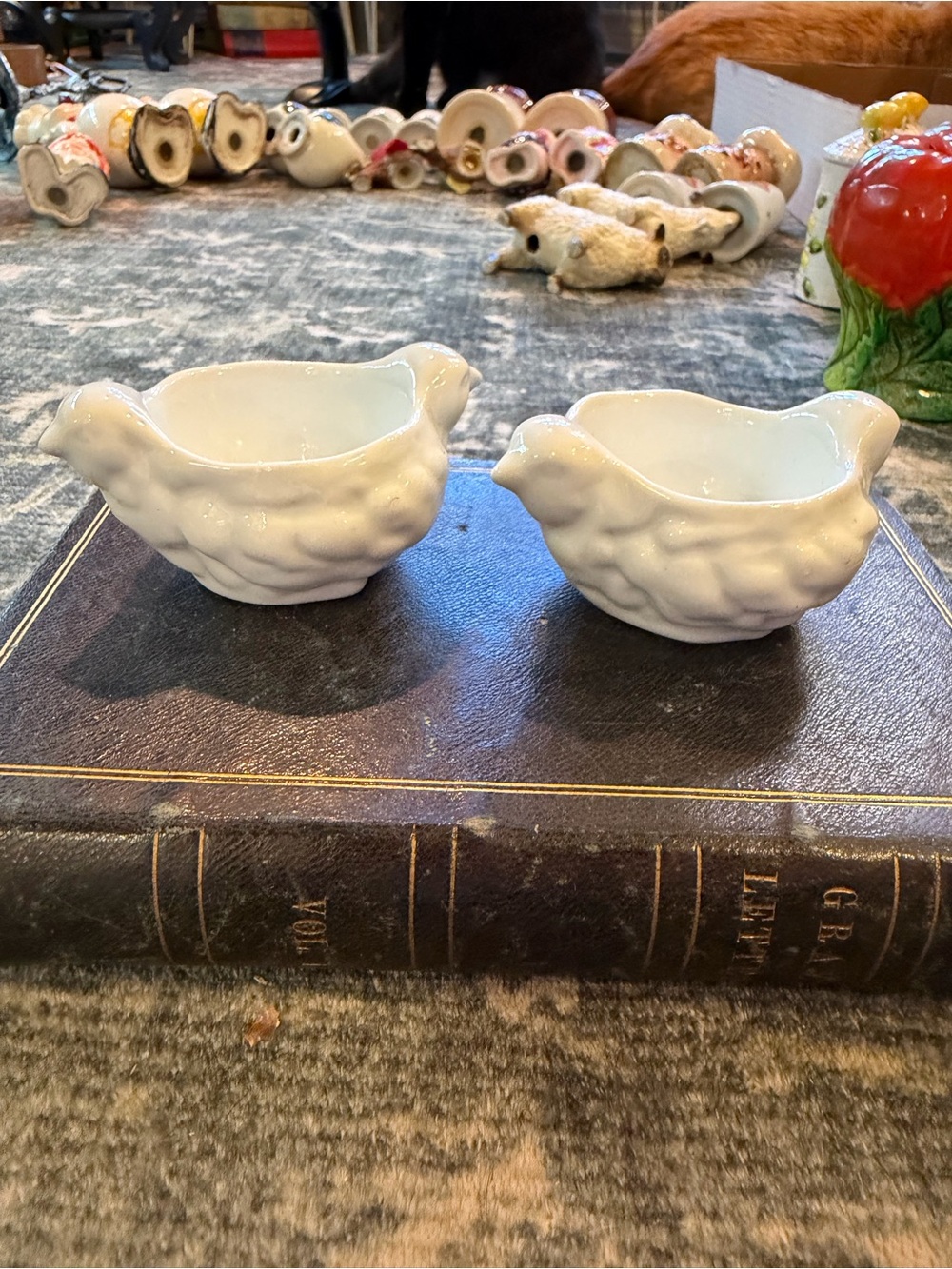 Vintage Pillivuyt French porcelain Chick egg cup or salt cellars. Made in France